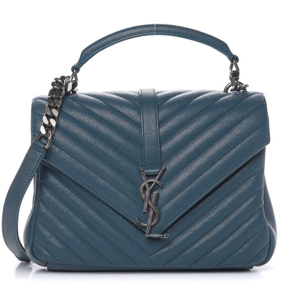 SAINT LAURENT Medium College Bag Peacock Green - Picture 1 of 17